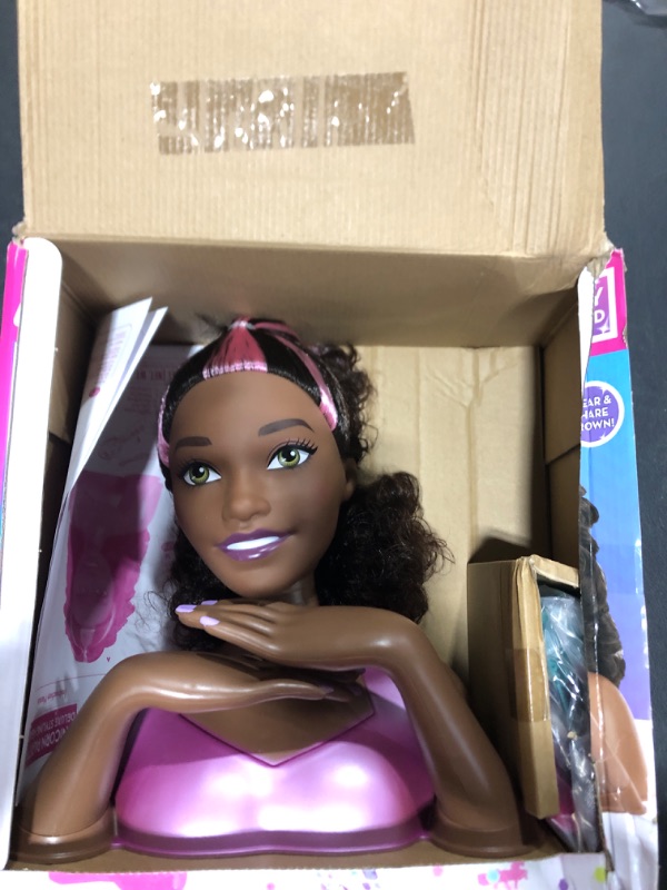 Photo 2 of Barbie Unicorn Party 26-piece Deluxe Styling Head, Dark Brown Hair, Pretend Play, Kids Toys for Ages 5 Up, Amazon Exclusive