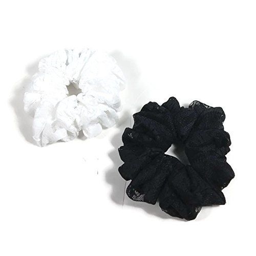 Photo 1 of 3 PACK Lace Scrunchies White Lace Black Lace & Pink Lace