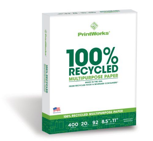 Photo 1 of Printworks 100 Percent Recycled Multipurpose Paper 20 Lb 92 Bright 8.5 X 11 400 Sheets
