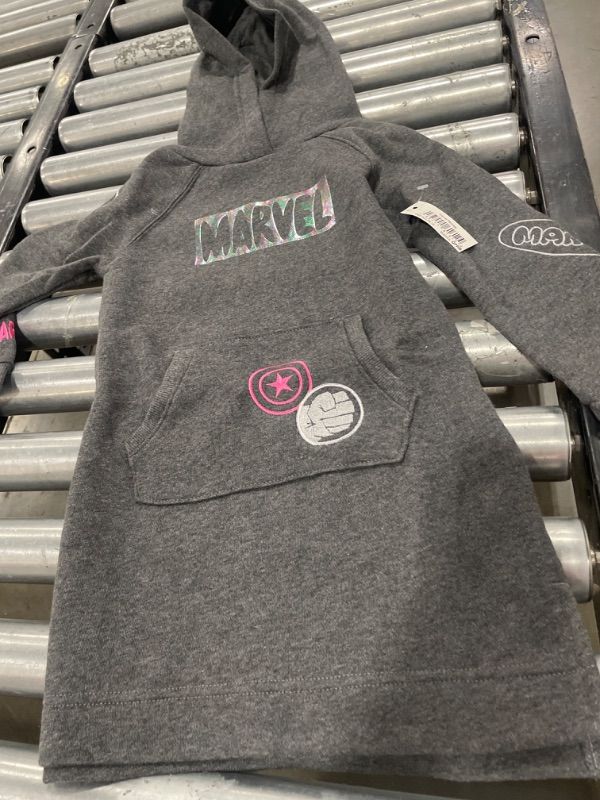 Photo 1 of Amazon Essentials Disney | Marvel | Star Wars | Frozen | Princess Girls and Toddlers' Fleece Long-Sleeve Hooded Dresses 4T
