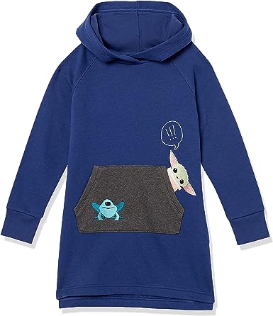 Photo 1 of Amazon Essentials Disney | Marvel | Star Wars | Frozen | Princess Girls and Toddlers' Fleece Long-Sleeve Hooded Dresses 2T size
