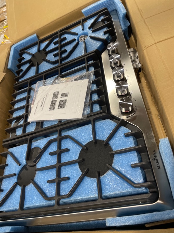Photo 2 of 30 Inch Gas Cooktop, Maharlika Gas Stove Top Bulit-in with 5 Burner Stainless Steel Total 41,132 BTU, 30" NG/LPG Convertible Cooktops Dual Fuel, Five Burner Propane Cooktop with Thermocouple Protect