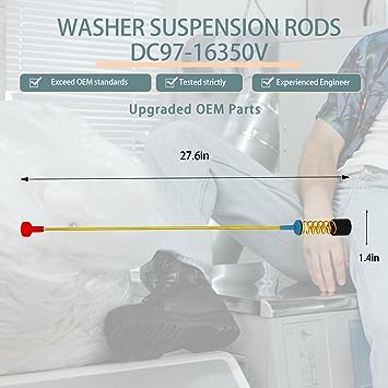 Photo 1 of 2023 Upgrade DC97-16350V Washer Suspension Rod  27.6(OEM) Replace AP6975426 PS12740434 Compatible With Samsung Washer Suspension Rods WA54R7200AW/US WA54R7600AC/US S