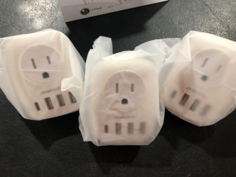 Photo 2 of [3-Pack] European Travel Plug Adapter, Anstronic International Power Adaptor with 2AC Outlets & 3USB-A & 1USB-C Charger from USA to Most of Europe EU Spain Germany France Italy Israel(Type C)