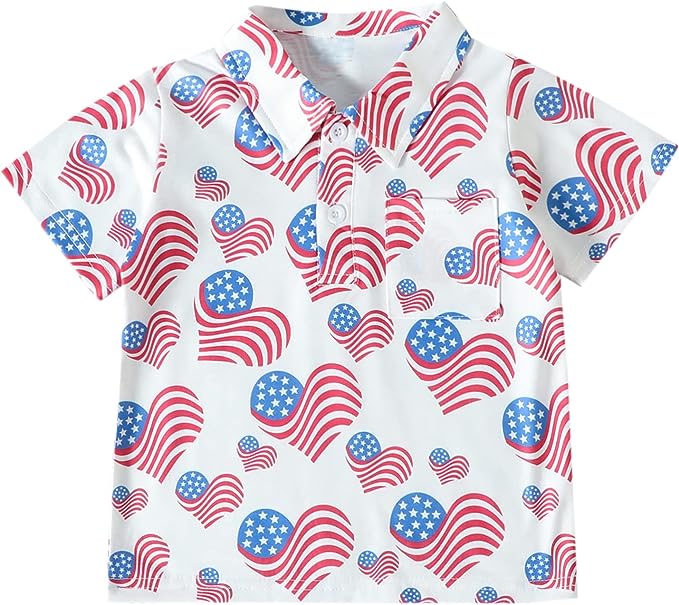 Photo 1 of 4th of July Toddler Baby Boys Outfits Start Print Top and Shorts Independence Day Clothes Set for 4-5T