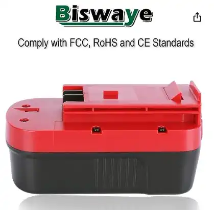 Photo 1 of Biswaye  3.8Ah 18V NI-CD Battery Compatible with Black & Decker HPB18-OPE 18-Volt Slide Pack Battery HPB18 244760-00 A1718 FS18FL FSB18 and 18-Volt Firestorm Cordless Power Tools