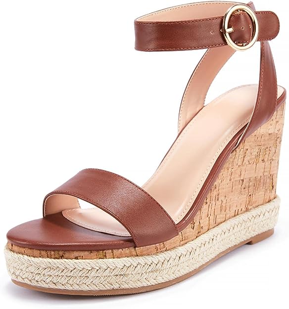 Photo 1 of  Womens Espadrille Cork Platform Wedge Sandals Ankle Strappy Open Toe Slingback High Heel Summer Sandals SIZE 5.5