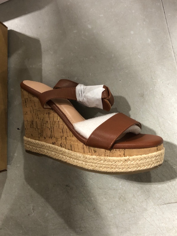 Photo 2 of  Womens Espadrille Cork Platform Wedge Sandals Ankle Strappy Open Toe Slingback High Heel Summer Sandals SIZE 5.5