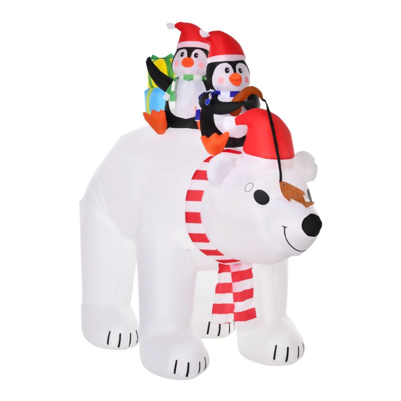 Photo 1 of  7 ft Inflatable Polar Bear w/ Penguins Outdoor Holiday LED Light Display