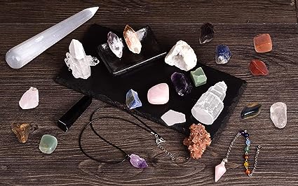 Photo 1 of AMOYSTONE 24Pcs Healing Crystal Starter Kit Meditation Spirituality Therapy Pendulum Set