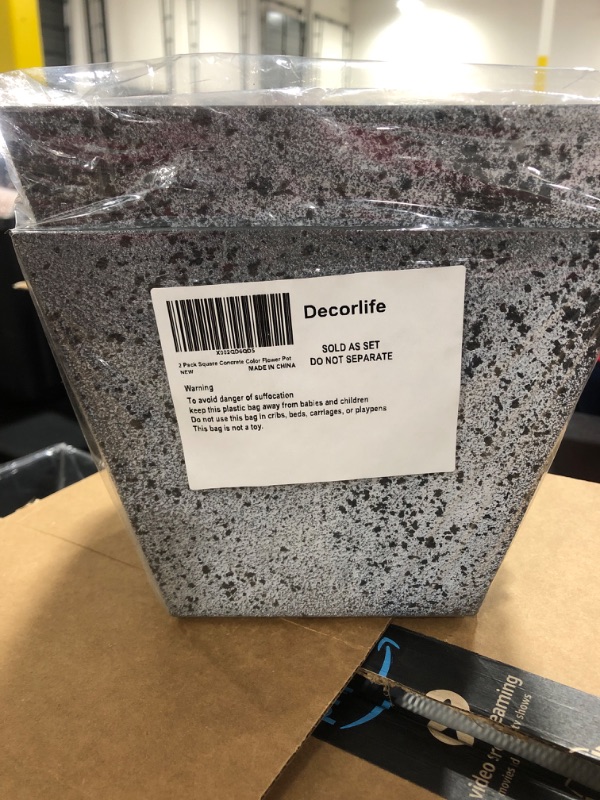 Photo 1 of 2 PACK SQUARE CONCRETE FLOWER POT