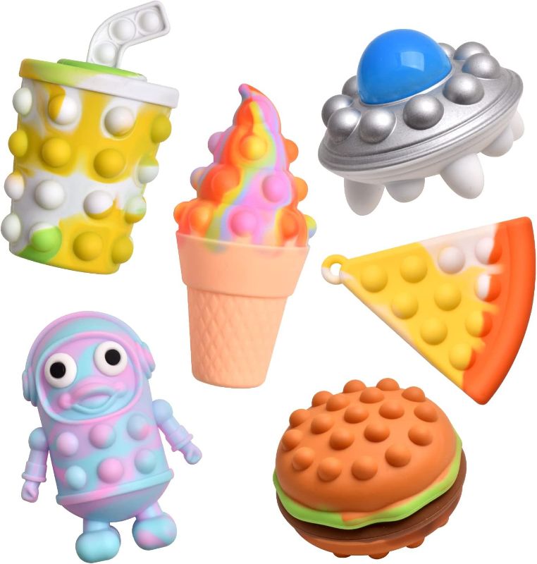 Photo 1 of 3D Pop Ball Set Hamburger Stress Balls Fidget Toys Stress Relief for Kids and Adults Party Gift 6 Pack Multicolor H10742

