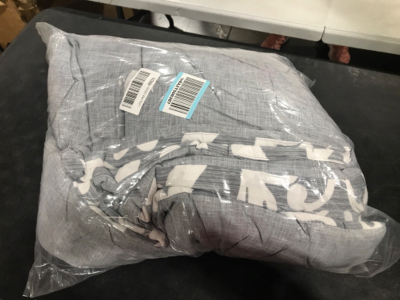 Photo 1 of Amazon Basics Ultra-Soft Light-Weight Microfiber Reversible Comforter Bedding Set - King, Gray Medallion King Comforter Set Gray Medallion