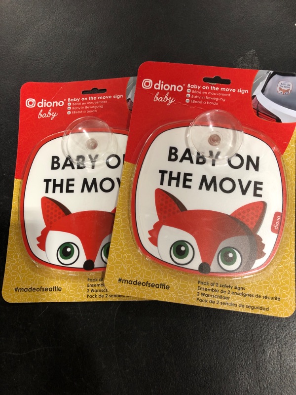 Photo 2 of Diono Baby On The Move 2 Pack of Baby On Board Car Window Stickers with Suction Cups 2 pack 