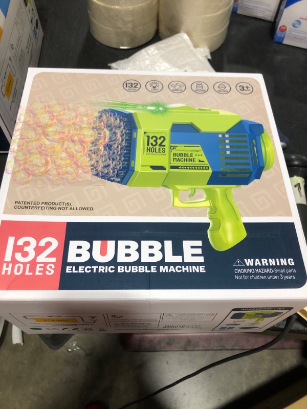 Photo 1 of 132 Holes Bubble Gun Toys, Rocket Launcher Bubble Blower Toy, Portable Bubble Machine with Colorful Light, Big Bubble Maker for Outdoor Indoor Games, Bubbles Machine for Wedding Birthday Gifts (Green) 132hole-green