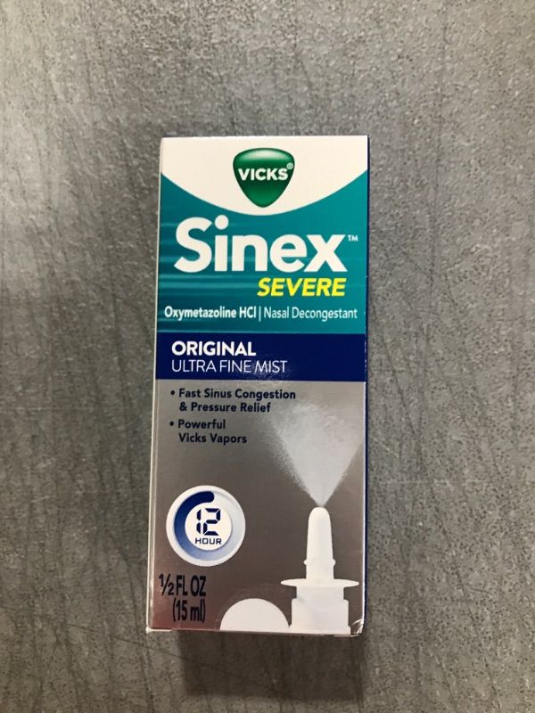 Photo 1 of Vicks Sinex SEVERE Nasal Spray, Original Ultra Fine Mist, Decongestant Medicine, Relief from Stuffy Nose due to Cold or Allergy, & Nasal Congestion, Sinus Pressure Relief, 265 Sprays