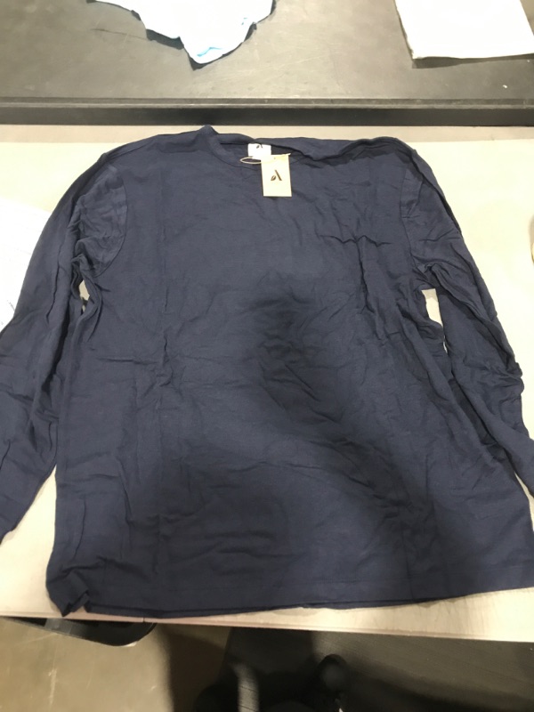 Photo 1 of Amazon Aware Men's Relaxed-Fit Long-Sleeve T-Shirt Large Navy