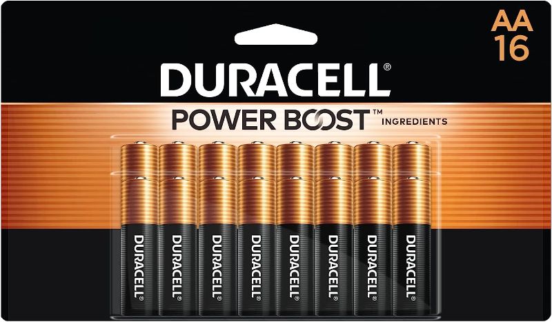 Photo 1 of Duracell Coppertop AA Batteries with Power Boost Ingredients, 16 Count Pack Double A Battery with Long-lasting Power, Alkaline AA Battery for Household and Office Devices