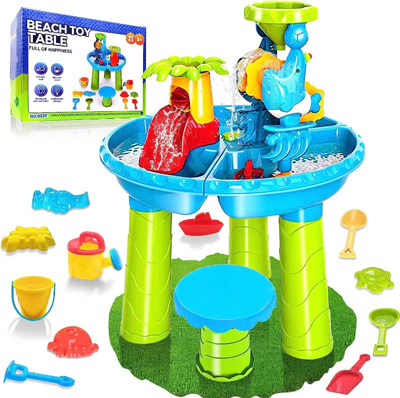 Photo 1 of  Water Table Toys for Toddlers, Kids Sand and Water Toys for 1, 2, 3, 4, 5, 6, 8+ Year Old, Backyard Water Play Activity Table, Outside Beach Summer Sensory Toys, Bath Toy Playset for Boys Girls