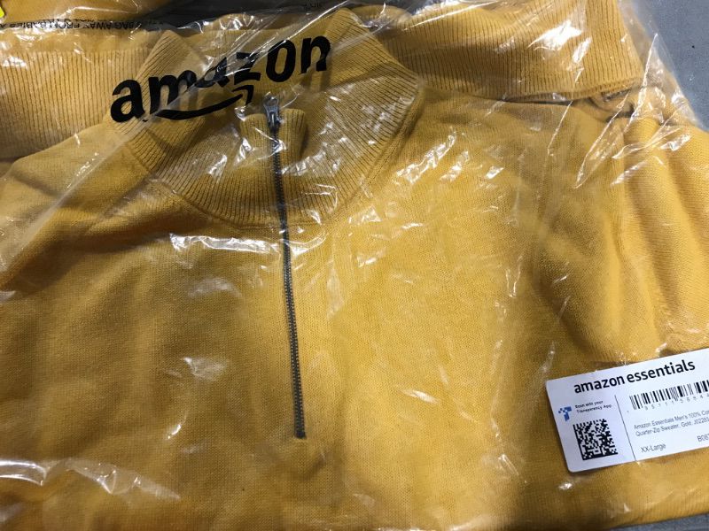 Photo 2 of Amazon Essentials Men's 100% Cotton Quarter-Zip Sweater XX-Large Gold