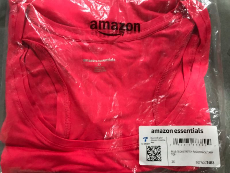 Photo 2 of Amazon Essentials Women's Tech Stretch Racerback Tank Top (Available in Plus Size), Multipacks 1 Bright Pink 2X