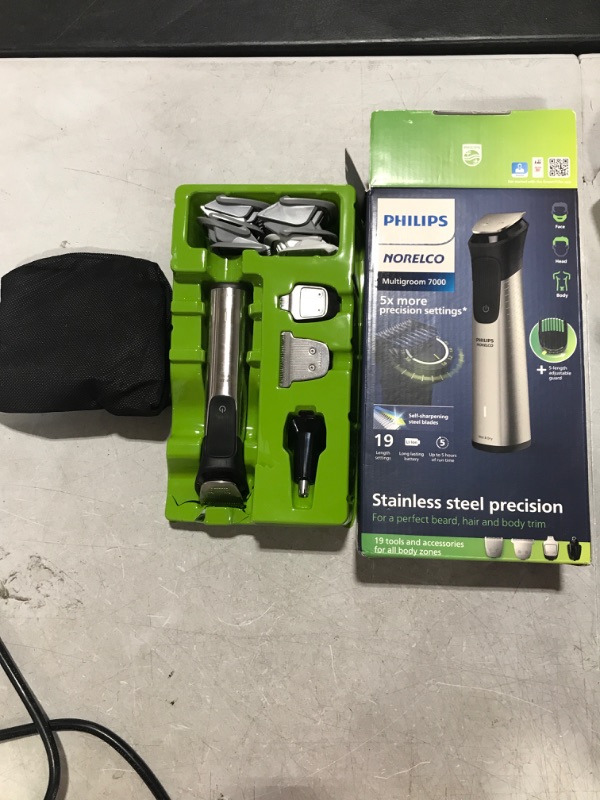 Photo 2 of Philips Norelco Multigroom Series 7000, Mens Grooming Kit with Trimmer for Beard, Head, Hair, Body, Groin, and Face - NO Blade Oil Needed, MG7910/49