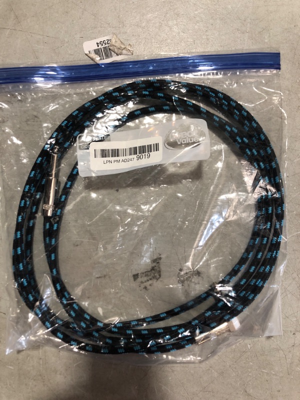 Photo 2 of Sovvid Guitar Cable 10FT Instrument Cable Guitar Cord Electric Guitar Cable Guitar AMP Cord for Bass Guitar Keyboard 1/4 Inch Cable Right Angle Black Blue