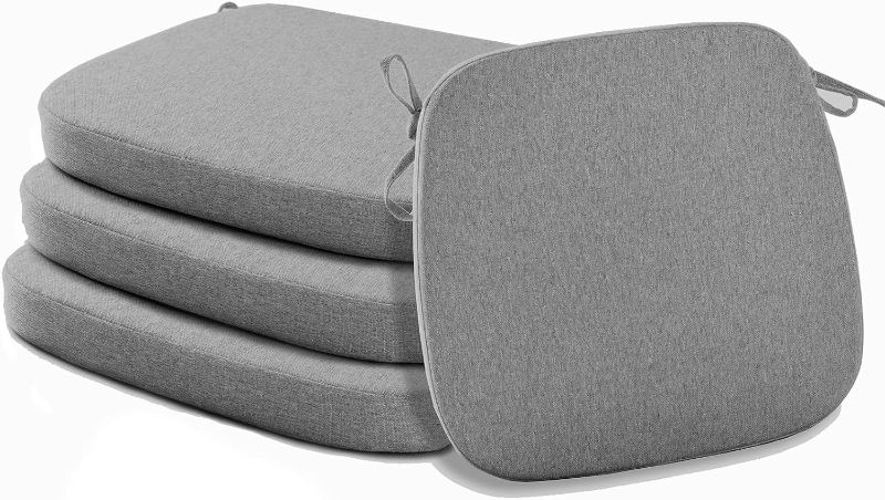 Photo 1 of  Chair Cushions with Ties - High Density Sponge Seat Cushion and Dining Room Chair Pad 17 X 16.5 Inches Non Slip Rubber Back Seat Cover Machine Washable Set of 4 - Grey