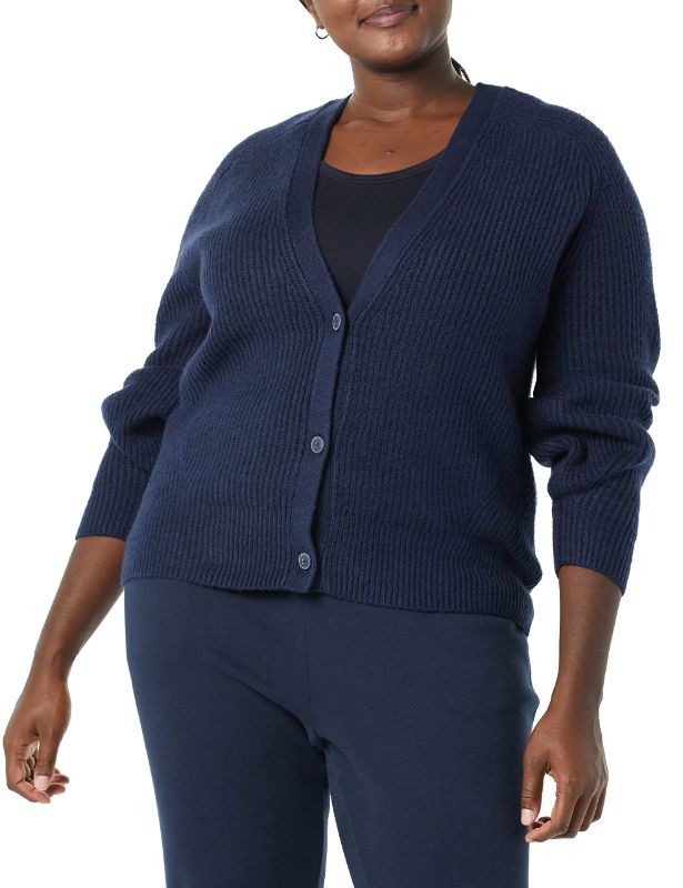 Photo 1 of Amazon Essentials Women's Soft Touch Ribbed Blouson Cardigan SIZE X-Large Navy