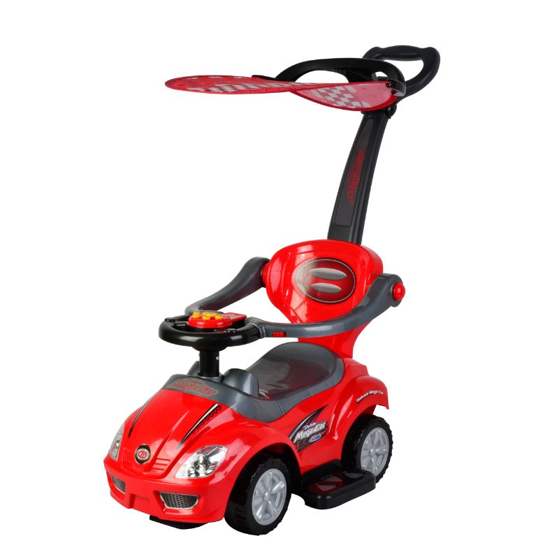 Photo 1 of Chromewheels Kids 3 in 1 Ride on with Push Bar & Canopy - Red
