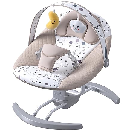 Photo 1 of 
Roll over image to zoom in
kmaier Electric Baby Swing for Infants, Baby Rocker for Infants with 3 Speeds, 8 Lullabies, USB Cable & Battery Operated, Indoor & Outdoor Use, Remote Control