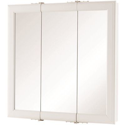 Photo 1 of 24-3/16 in. W x 24-3/16 in. H Fog Free Framed Surface-Mount Tri-View Bathroom Medicine Cabinet in White