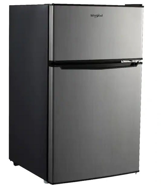 Photo 1 of 3.1 cu. ft. Mini Fridge in Stainless Steel with Dual Door True Freezer
