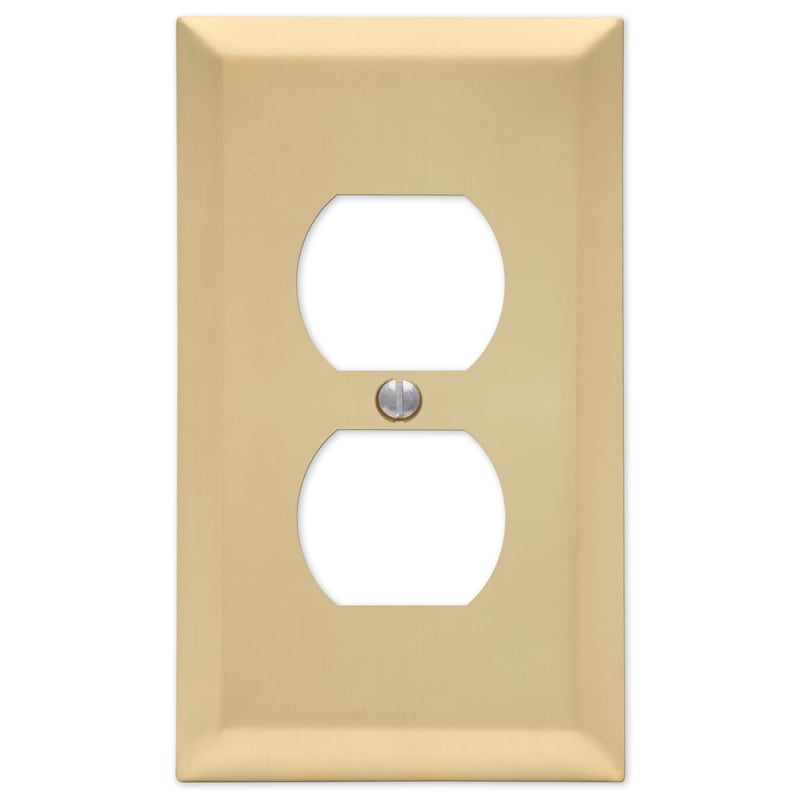 Photo 1 of Amerelle Century Satin Brass Brass 2 gang Stamped Steel Duplex Outlet Wall Plate 1 pk - Total Qty: 1
