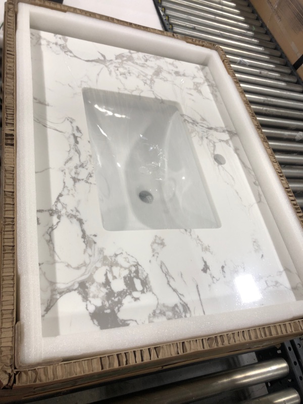 Photo 2 of 31 in. x 22 in. x 8 in. Natural Stone Bathroom Sink 4 in. Centerset in Gray (sink only)

