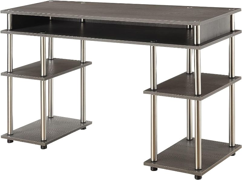 Photo 1 of Convenience Concepts 47.3 in. Rectangular Charcoal Gray Writing Desks with Storage
