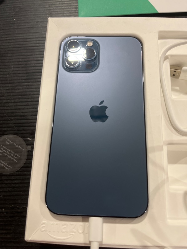 Photo 1 of Apple iPhone 12 Pro Max, 256GB, Pacific Blue -  (Renewed Premium) - UNKWOWN NETWORK 
