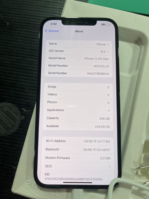 Photo 1 of Apple iPhone 12 Pro Max, 256GB, Pacific Blue -  (Renewed Premium) - UNKWOWN NETWORK 
