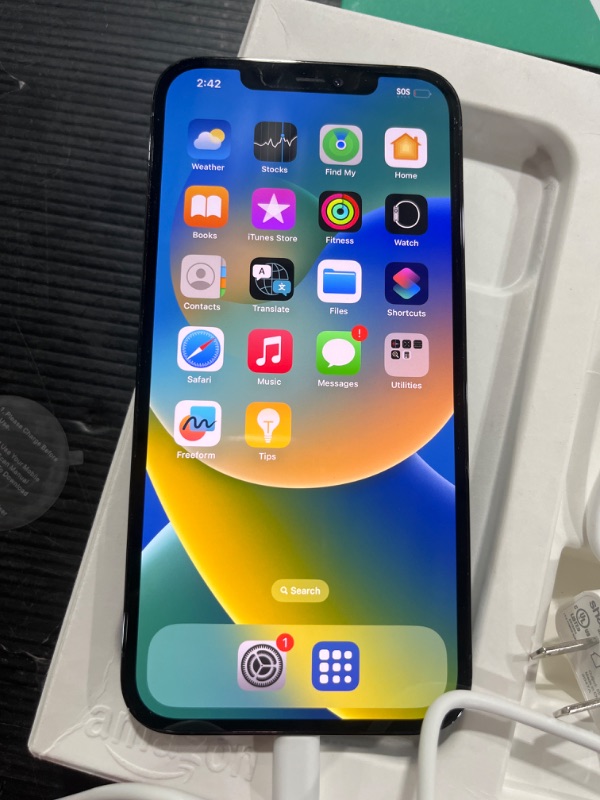 Photo 1 of Apple iPhone 12 Pro Max, 256GB, Pacific Blue -  (Renewed Premium) - UNKWOWN NETWORK 
