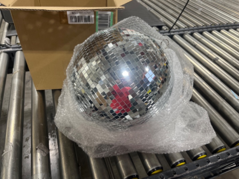 Photo 2 of 12" Disco Ball Mirror Ball Disco Party Decoration Stage Light Dj Light Effect Home Business Christmas Display Decoration Silver