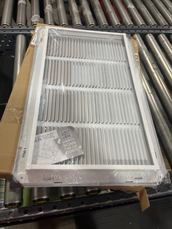 Photo 2 of 24" X 14" Steel Return Air Filter Grille for 1" Filter - Easy Plastic Tabs for Removable Face/Door - HVAC Duct Cover - Flat Stamped Face - White [Outer Dimensions: 25.75 X 15.75] White 24 X 14