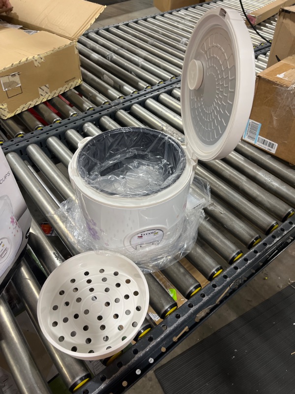Photo 1 of 20-Cup White Rice Cooker with Steamer and Non-Stick Inner Pot