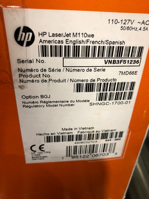 Photo 3 of HP LaserJet M110we Wireless Black and White Printer with HP+ and Bonus 6 Months Instant Ink (7MD66E) New Version: HP+, M110we