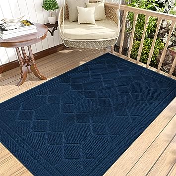 Photo 1 of DEXI Front Door Mat Indoor Entrance Welcome Doormat Entry Rug Low Profile Non Slip,19.5"x31.5",Dark Blue https://a.co/d/5eYyq4R