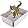 Photo 1 of 2pk of Yangbaga Stainless Steel Litter Box for Cat and Rabbit, Odor Control Litter Pan, Non Stick, Easy to Clean, Rust Proof, Large Size with High Sides and Non Slip Rubber Feets (20'' x 14'' x 6'')
