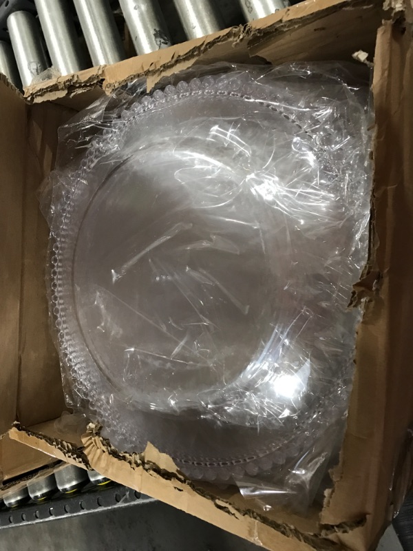 Photo 2 of 18 PCS Clear Charger Plates with Beaded Rim 13 Inch Plastic Round Charger Plates Bulk Acrylic Round Dinner Plate Chargers Decorative Plates for Home Kitchen Party Wedding Tabletop Decor (Clear)