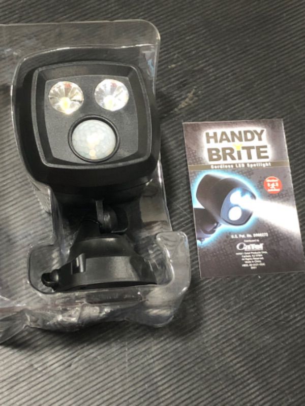 Photo 2 of Ontel Handy Brite Ultra-Bright Cordless LED Security Spotlight, 500 Lumens, Motion-Activated, Battery Powered, Weatherproof Light with Auto On/Off - Quick & Easy Set Up, No Wiring