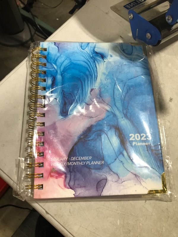 Photo 2 of 2023 Planner, Jan.- Dec. 2023, Weekly/ Monthly Planner with Tabs, Front Pocket, 6.5" x 8.5" x .75", Medium Size, Hardcover Front + Back, Thick Pages + Twin Wire Binding, Daily Organizer