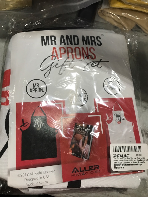 Photo 2 of ALLER HOME&KITCHEN The Mr & The Mrs Aprons One-Size-Fits-All Funny Aprons for Couples, Bridal Showers, Weddings, Engagement Date Night Version