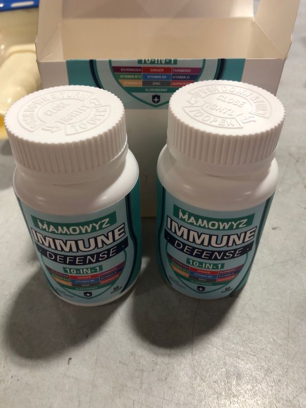 Photo 1 of 10 in 1 Immune Support Supplement - Immune System Booster for Adults & Children - Vitamin C B6 B12 D, Zinc, Quercetin, Echinacea, Elderberry, Turmeric Extract and Ginger Extract - 60 Capsules (2 Pack)